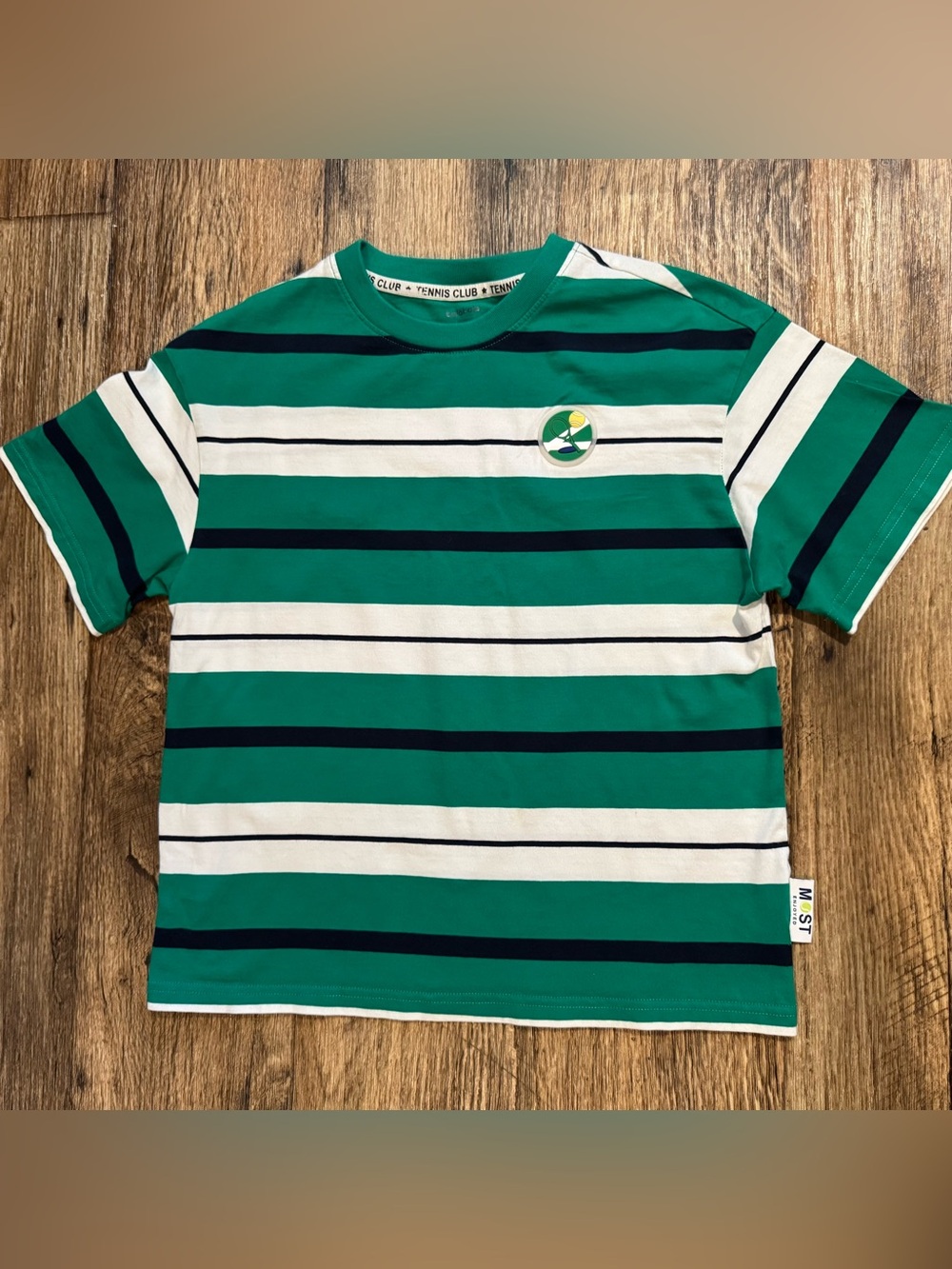 Balabala Boys Size 10 Green Striped Tennis Club Preppy T-Shirt